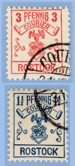 DEUTSCHE STADTPOST HANSESTADT ROSTOCK COURIER 2/3 ° Wappen 1896 GERMAN CITY MAIL