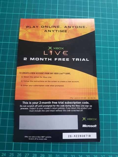 Unused Expired Xbox Live 2 Month Trial EA Scratch Card - Microsoft Xbox Original 3