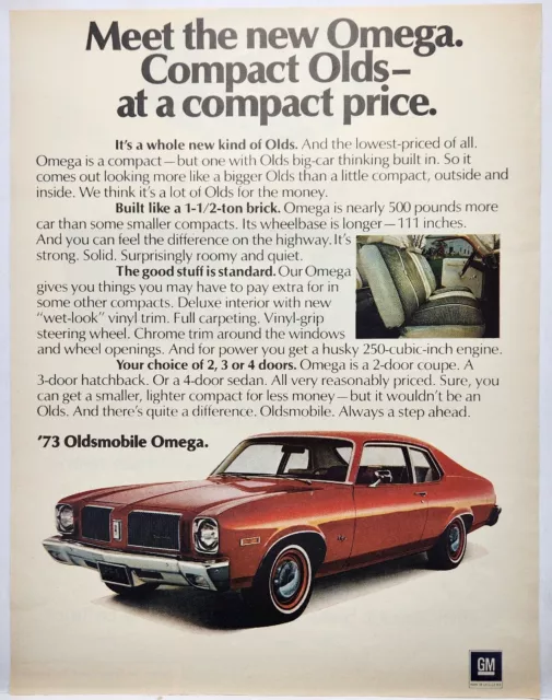 1972 Oldsmobile Omega 2 Door Coupe Vintage Print Ad