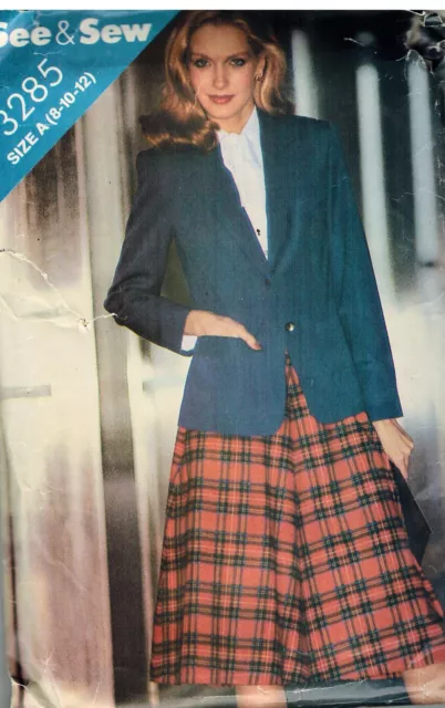 3285 UNCUT Butterick SEWING Pattern Misses Loose Fitting Jacket Skirt See & Sew