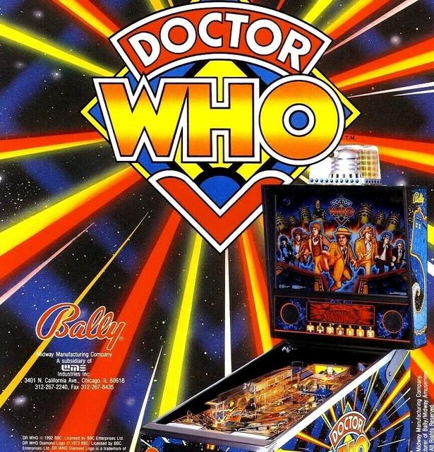 Doctor Who Pinball Flyer Original NOS Artwork Daleks Dr Tardis Sci-Fi 1992 Retro
