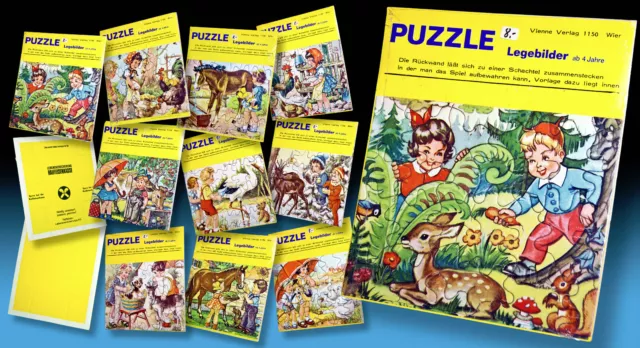 10 SCHÖNE ALTE BILDERBUCH LEGEBILDER PUZZLE LEGESPIELE WIEN 60er OVP RAIFFEISEN