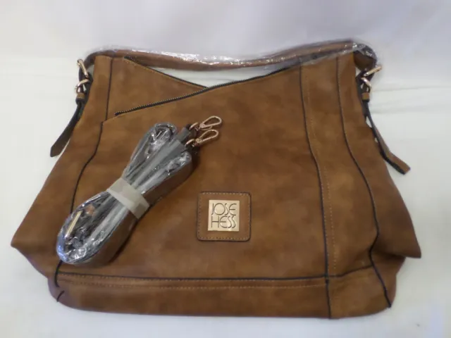 Jose Hess Large Brown Faux Leather Purse Handbag Crossbody Tote Travel NEW