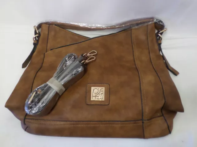 Jose Hess Large Brown Faux Leather Purse Handbag Crossbody Tote Travel NEW Jose Hess Large Brown Faux Leather Purse Handbag Crossbody Tote Travel NEW