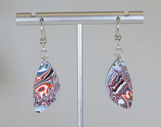 Fordite Earring, Unique Shape, Fordite Jewelry, EB94