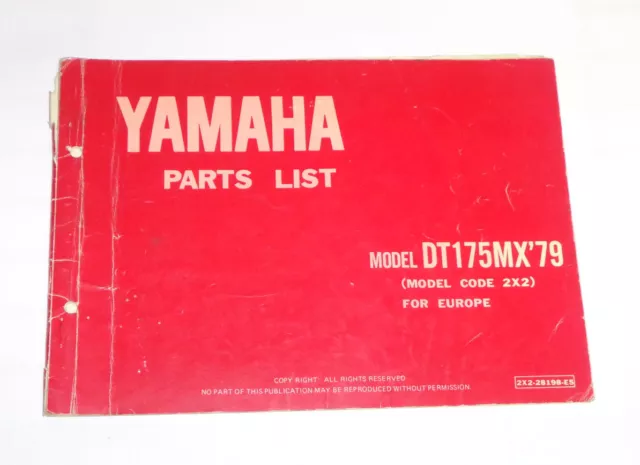 Ersatzteilliste / Spare Parts List Yamaha DT 125 E / DT125E '79 Stand 09/1978