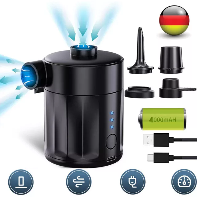 Elektrische USB Akku 4000 mAh Luftpumpe Pool Schlauchboote Luftmatratze Gebläse 2