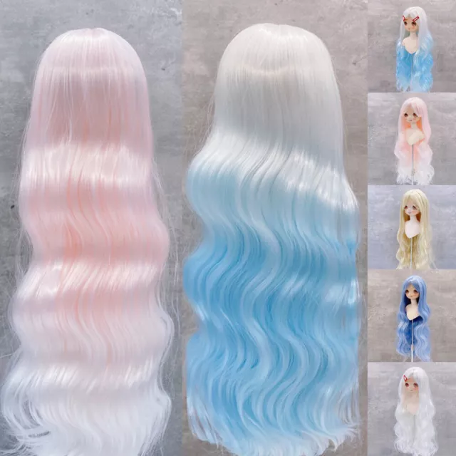 Long Curly BJD Doll Hair Wig with Bangs Gradient Wigs for 1/3 1/4 1/6 BJD Doll