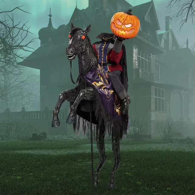 HALLOWEEN 7FT 2 Inches (2.2m) Animated Headless Horseman with Lights
