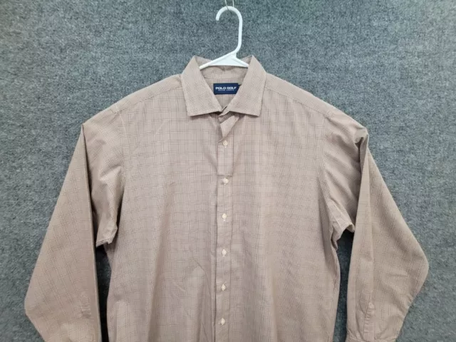 Polo Golf Ralph Lauren Shirt Mens XL Brown Check Button Up Long Sleeve 3