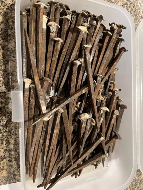 18th Century Hand Wrought Iron Nails 3”-3-1/2” Rose Head (Clapboards)-Lot T
