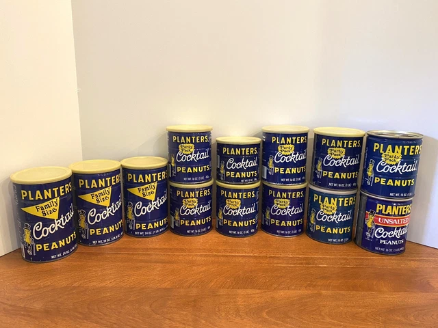 Large Lot Vintage Planters Peanuts Tins 13 Containers