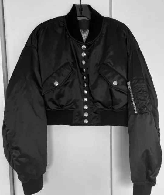 Alexander Wang Black Puffer Cropped Bomber Jacket size S used