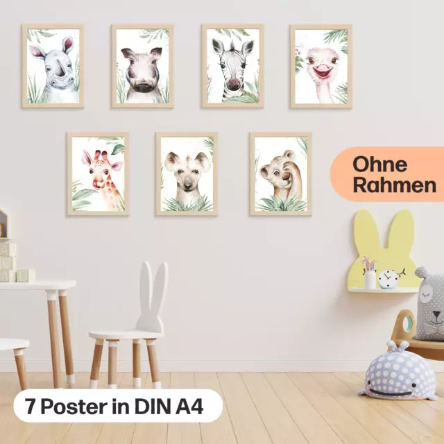 7er Poster Set mit süßen Baby Tieren Afrikas | Baby Löwe, Zebra, Giraffe und co. 3
