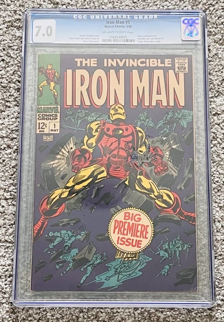 The Invincible Iron Man #1 Comic . CGC 7.0 . OW/W Pages . 1968