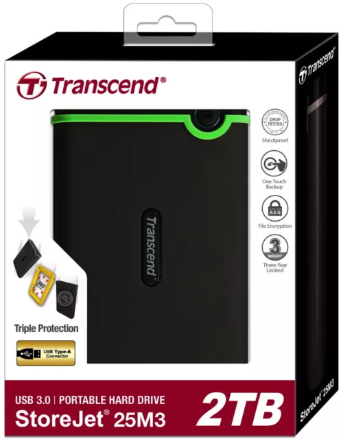 Transcend HDD externe Festplatte StoreJet 25M3 2,5 Zoll 2TB USB 3.1 iron gray