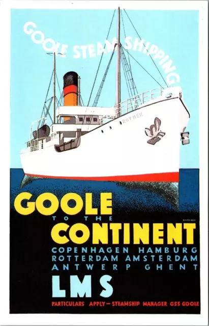 Dalkeith Travel Poster Advert Postcard LMS Goole Steam Shipping to the Continent