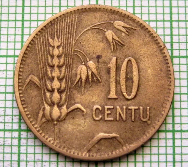 Lithuania 1925 10 Centu, Kinght On Horseback & Grain Ears