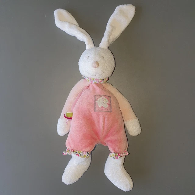 Peluche Doudou Lapin Salopette Liberty Rose Myrtille Et Capucine moulin roty