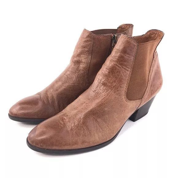 Franco Sarto Gypsum Ankle Boots Womens Size 7.5M EUR 38 Brown Leather Zip 3