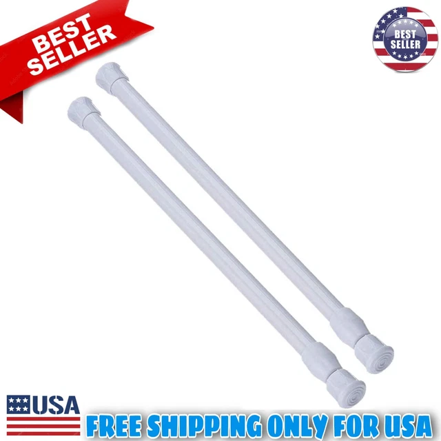 2PCS Curtain Tensions Rod 16 to 28 Inch Expandable Spring Curtain Rod Set