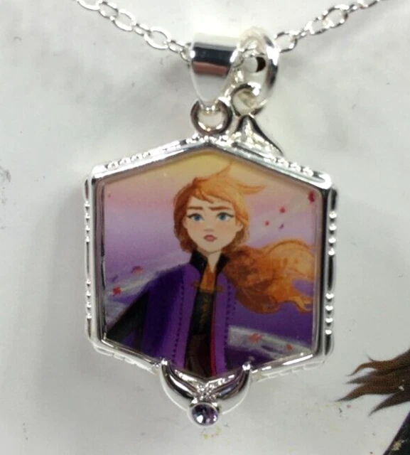 Disney Frozen 2 Fine Silver Plated Necklace Find Your Way Home Anna Hexagon 18"