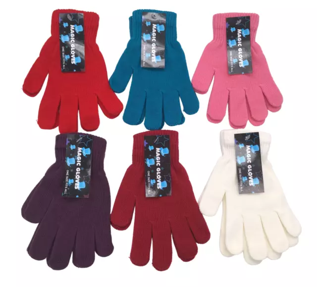 1-3 Pairs ADULTS Magic Gloves Stretch Winter ONE SIZE FITS MOST