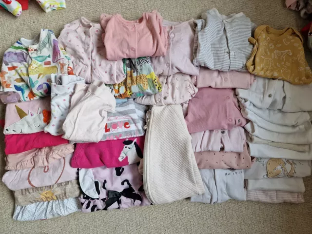 Baby Girls Clothes Bundle 0-3 3-6 Months Sleepsuits Outfits Vests Tops Leggings