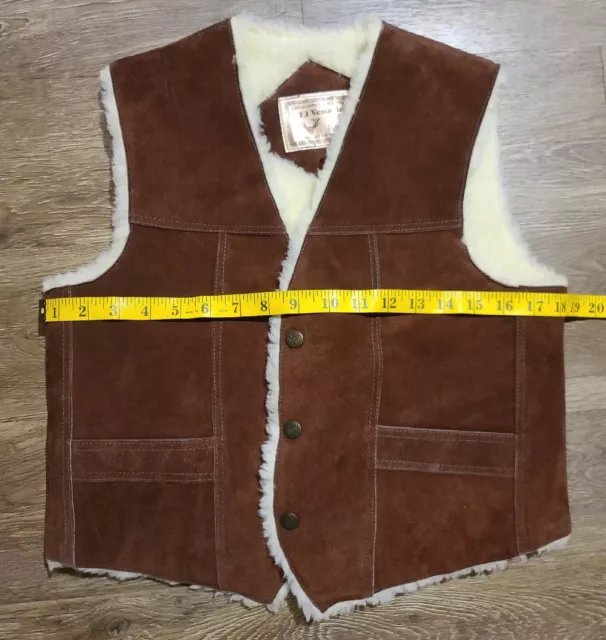 VINTAGE EL Venado Genuine Leather Womens Extra Small Brown Pearl Snap Fur Lined