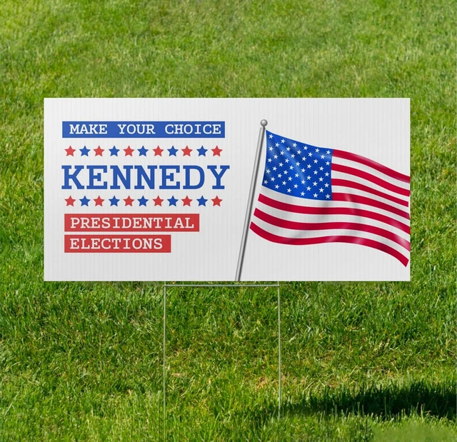 RFK JR. ROBERT F. Kennedy 2024 24x12 Yard Sign with Metal HStake 14.