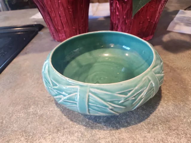 McCOY Pottery Planter Bowl Turquoise Art Deco Flower Pot