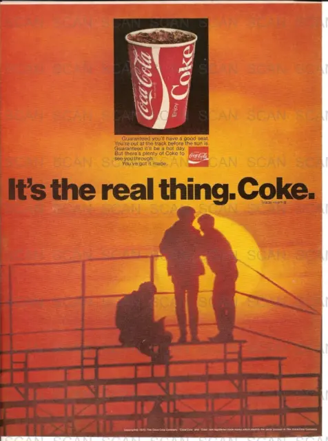 1970 Coca Cola Vintage Magazine Ad   'It's The Real Thing. Coke'   'Sunset'