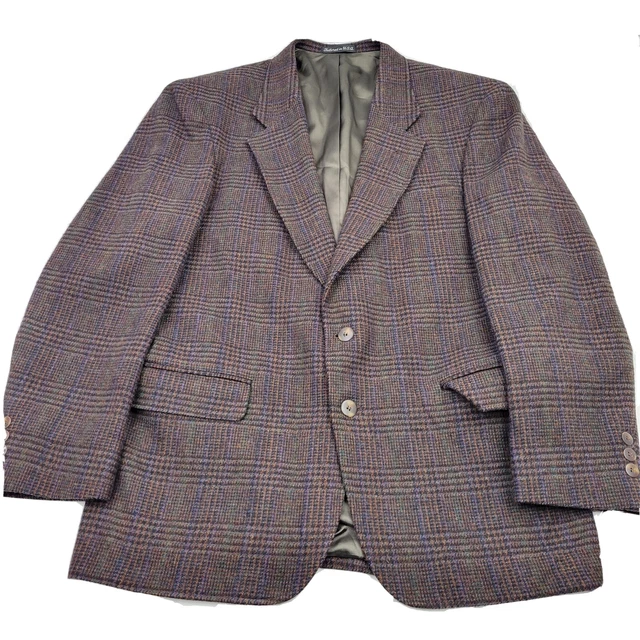Vintage Woolrich Men's Medium Brown Plaid Wool Blend Sport Coat Blazer EUC