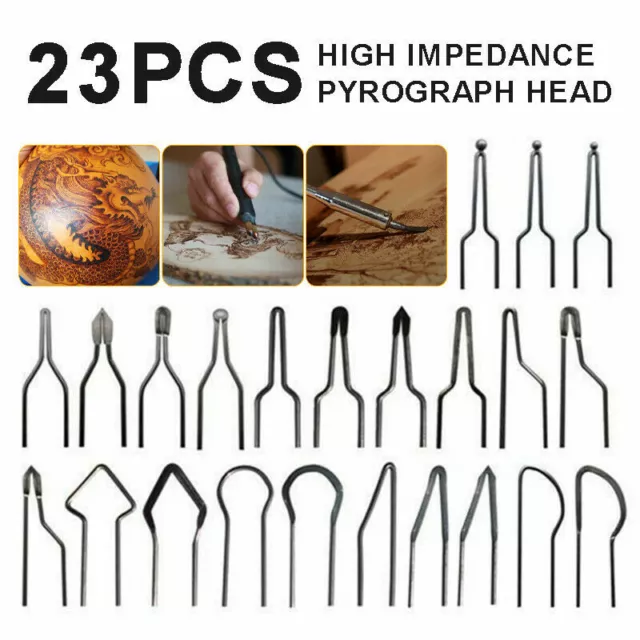 23x Wood Burning Kit Set Tool Pen Pyrography Supplies Iron Tips Art Craft