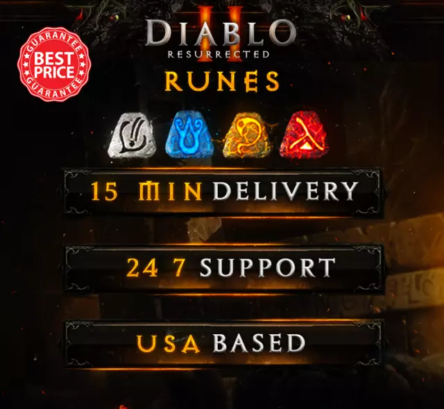 Diablo 2 Resurrected LADDER D2R Runes Ohm Jah Ist Lo Vex Ber Rune 🔥 Fast & Safe