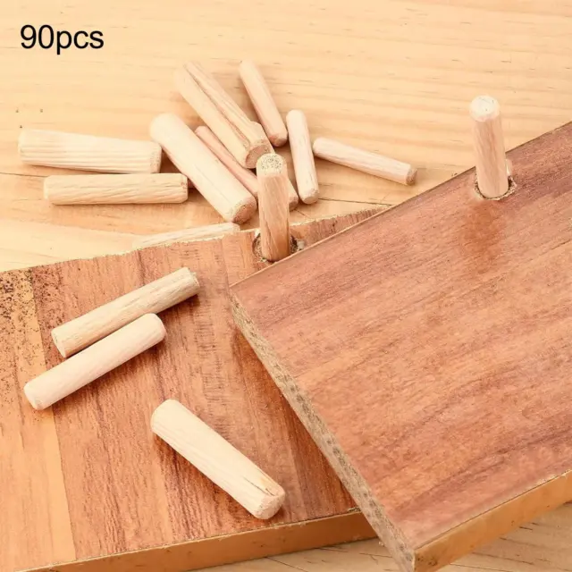 90 Pieces Wooden Dowel Pins Set Round Wood Dowel Rods for Furniture Splicing