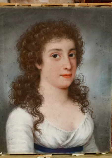 Circle of Samuel Nahl 1748-1813 Antiguo Retrato Mujer Las Hermosa Amerikanerin