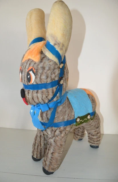 Âne En Peluche Rigide – Jouet Ancien – Plüsch – C1950 – état D'usage