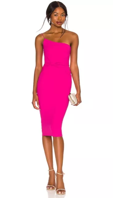 Nookie Lust One Shoulder Midi Dress In Neon Pink Womens Size Small Revolve