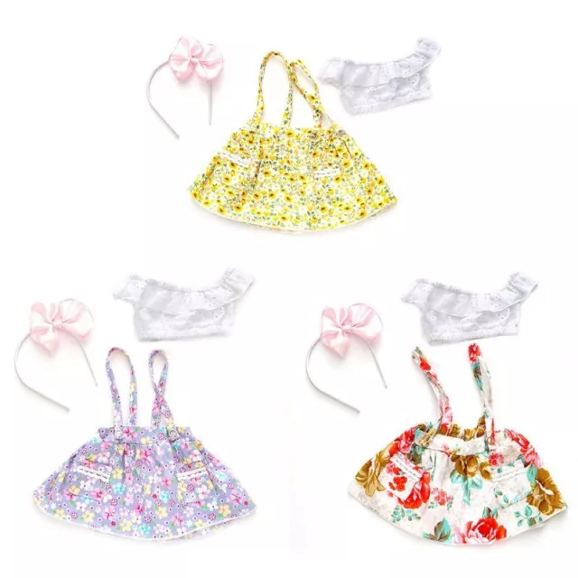 Baby Girls Floral Skirt Headband Sets Girl Doll 18 Inch Matching Clothes Spring