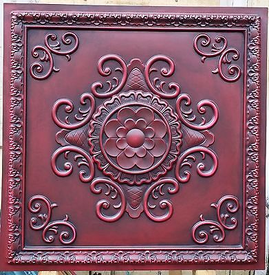 PL08 Faux painting tin 3D antique red ceiling tiles decor wall panels10tiles/lot