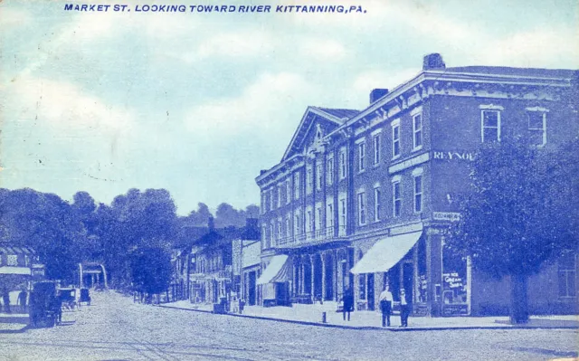 Kittanning Pennsylvania~Market Street~Reynolds~Dirt Road Down to Bridge~1912 PC
