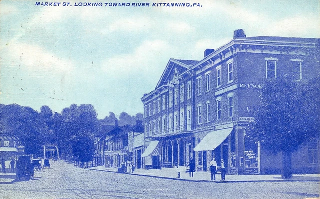 Kittanning Pennsylvania~Market Street~Reynolds~Dirt Road Down to Bridge~1912 PC