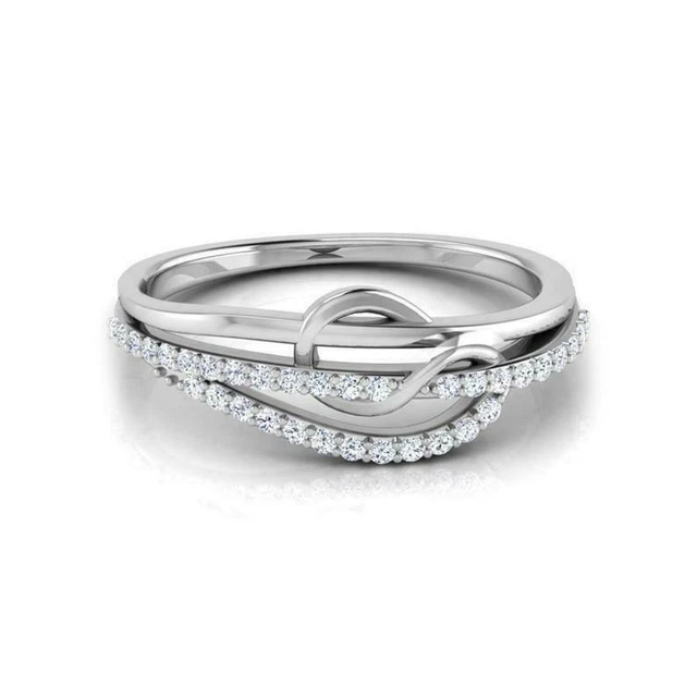 Bague Anniversaire Diamant Simulé 1.25 Ct Or Blanc 14 Carats - Taille Disponible 4 à 12 US