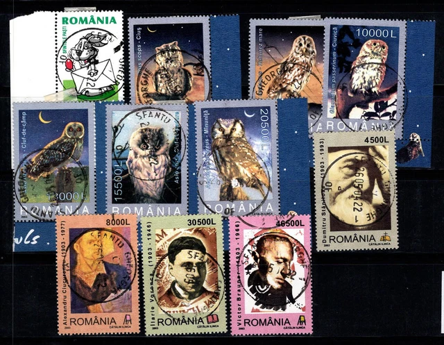 Rumänien 2003 Mi. 5728-5734, 5737 Gestempelt 100% Eulen, Persönlichkeit