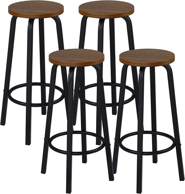 WOLTU 4 x Bar Stools Retro Breakfast Kitchen Bar High Chairs MDF Seat Metal Legs