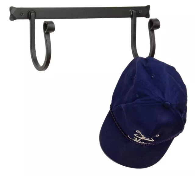 COAT & HAT RACK - Wrought Iron 2 Scroll Hooks Wall Mount Amish Handmade in USA