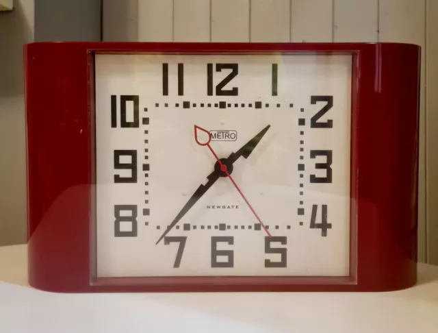 ❤️ Large Gloss Red 1930s-Style Wall/Mantle Clock By Newgate 'Metro' Working 👌🏻