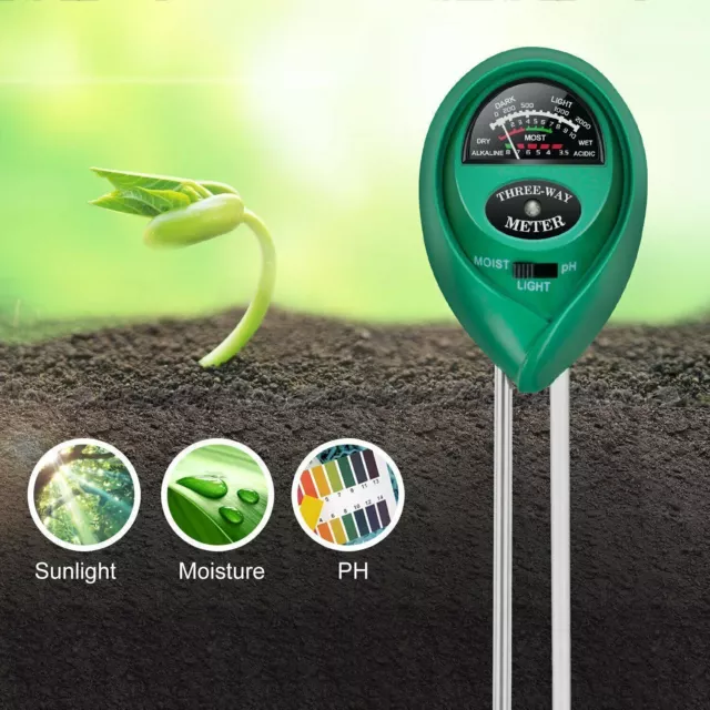 3 in1 Tester del suolo Kit misuratore di umidità pH dell'acqua per piante...