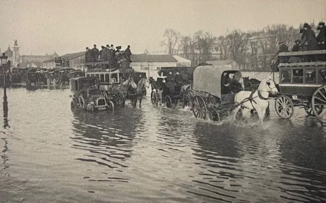 Paris flood esplanade des invalides 75007 heliogravure from 1910 France